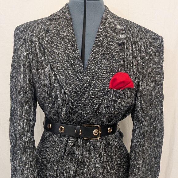 Vintage red pocket square in lightweight semi-sheer silk or silk like fabric - Picture 1 of 3